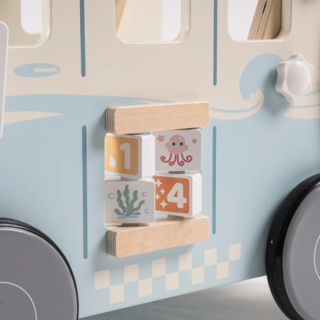 Puidust käimistugi tegeluskeskus buss, sinine