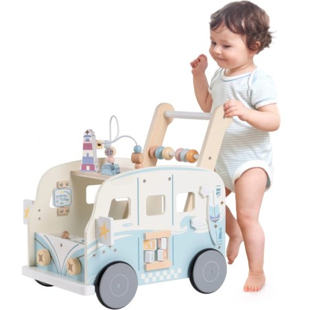 Puidust käimistugi tegeluskeskus buss, sinine