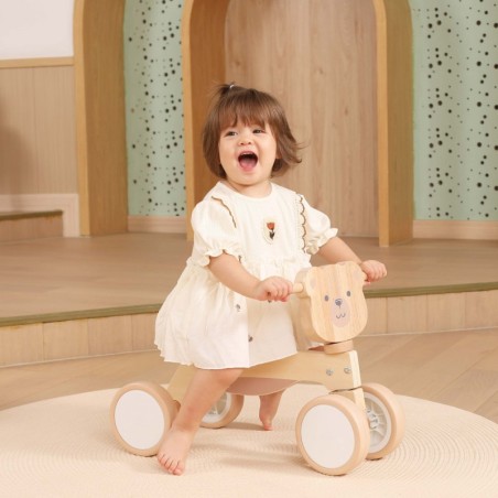 PolarB puidust sõidetav pruun karu pehmete ratastega