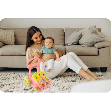 Hariv muusikaga käimistool 2in1 roosa