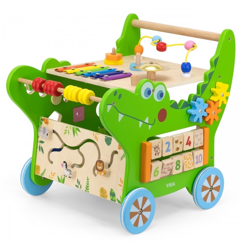 Puidust käimistugi 12in1 tegeluskeskus krokodill