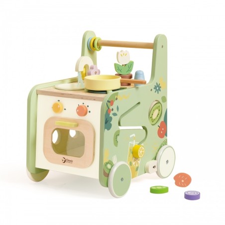 Puidust ratastel 2in1 köök käimistugi