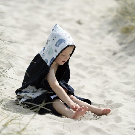 Bambus kapuutsiga vannirätik, hirved - valge