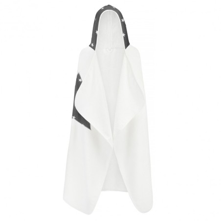 Bambus kapuutsiga vannirätik, stars/valge