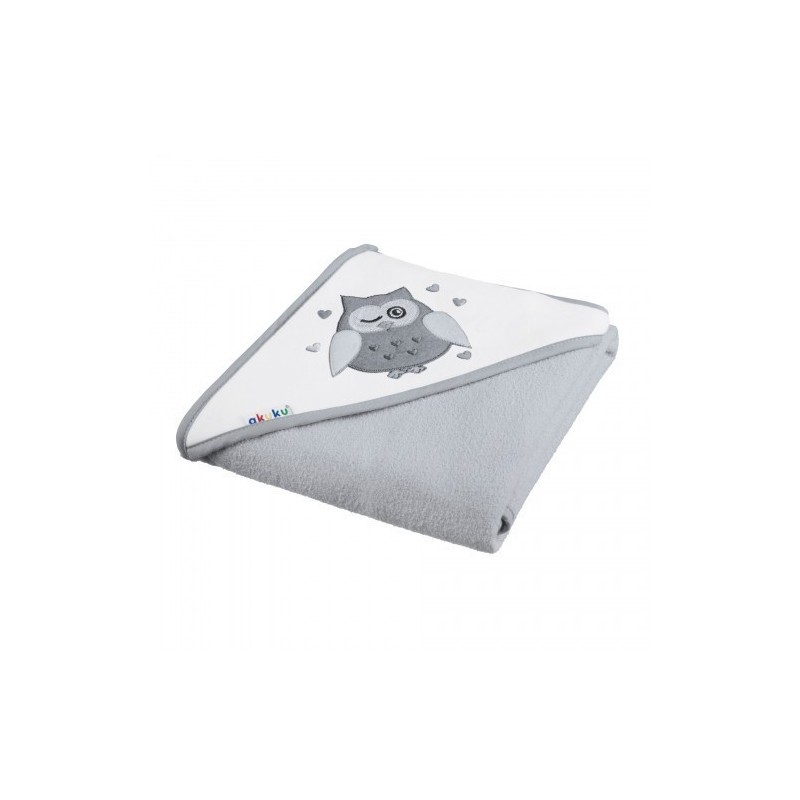 Beebi kapuutsiga rätik OWL GRAY