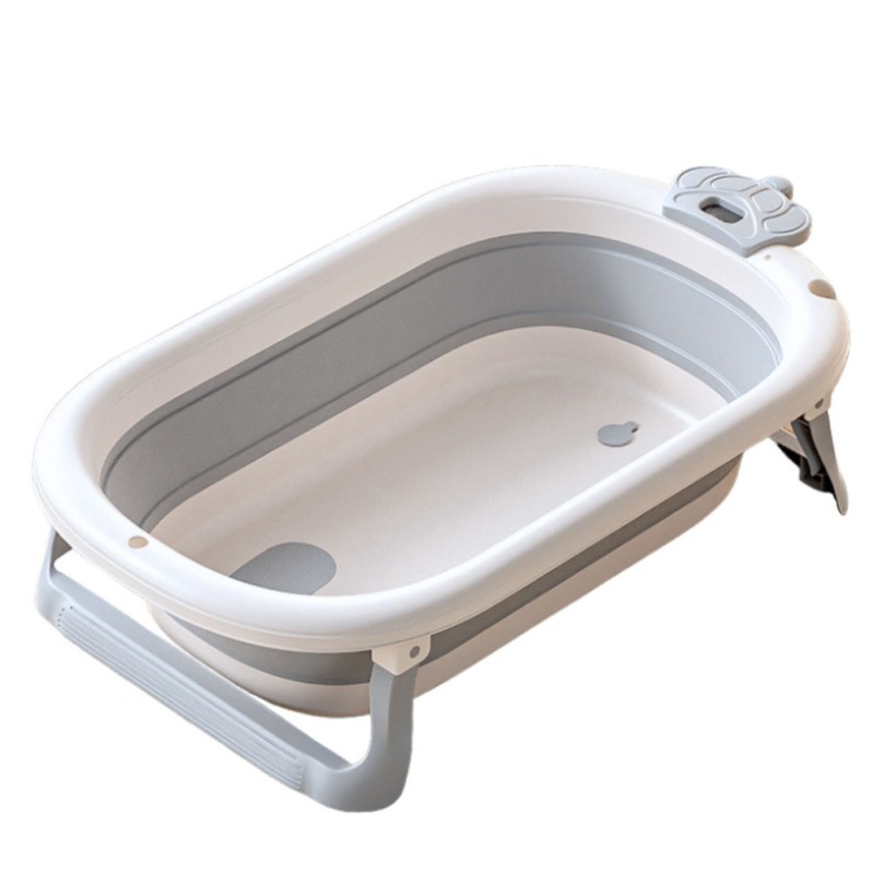 Beebivann termomeetriga, kokkupandav, madrats, tähed, hall