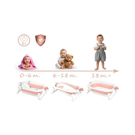 Kokkupandav beebivann sisuga, valge ja roosa