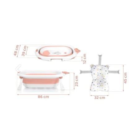 Kokkupandav beebivann sisuga, valge ja roosa