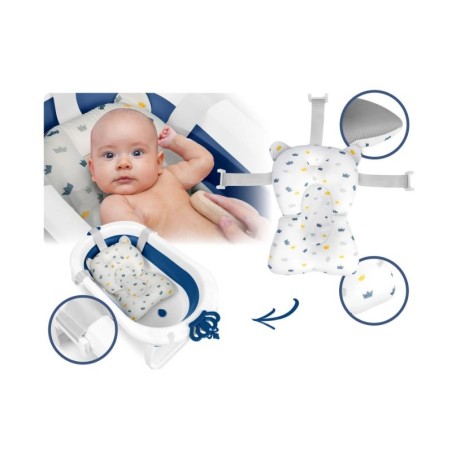 Kokkupandav beebivann sisuga, valge ja sinine