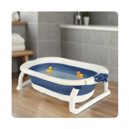 Kokkupandav beebivann sisuga, valge ja sinine