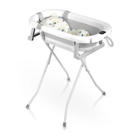 Kokkupandav beebivann alusega, termomeetri ja sisuga, valge ja hall