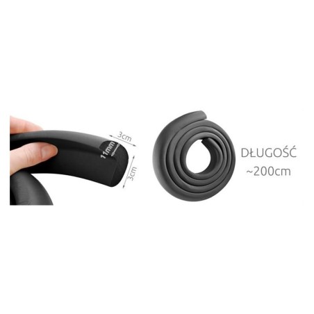 Pehmendus nurgakaitse 200 cm, must