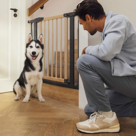 Turvavärav 74-100 cm, treppidele ja ustele, metall ja puit, lisapaneelid