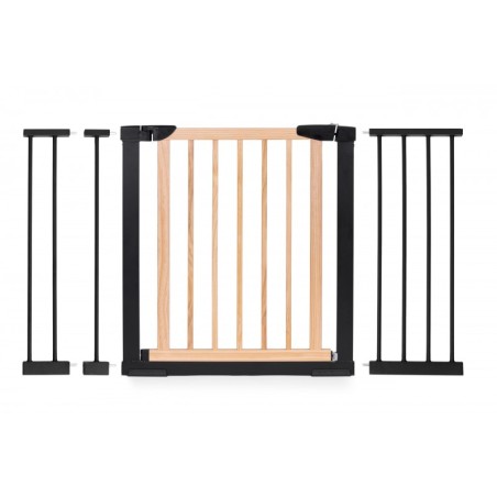 Turvavärav 74-130 cm, treppidele ja ustele, metall ja puit, lisapaneelid