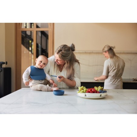 Silikoonist beebipõll taskuga, jeans blue