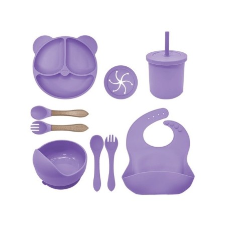 Silikoon sööginõude komplekt, 8 osaline, lilla